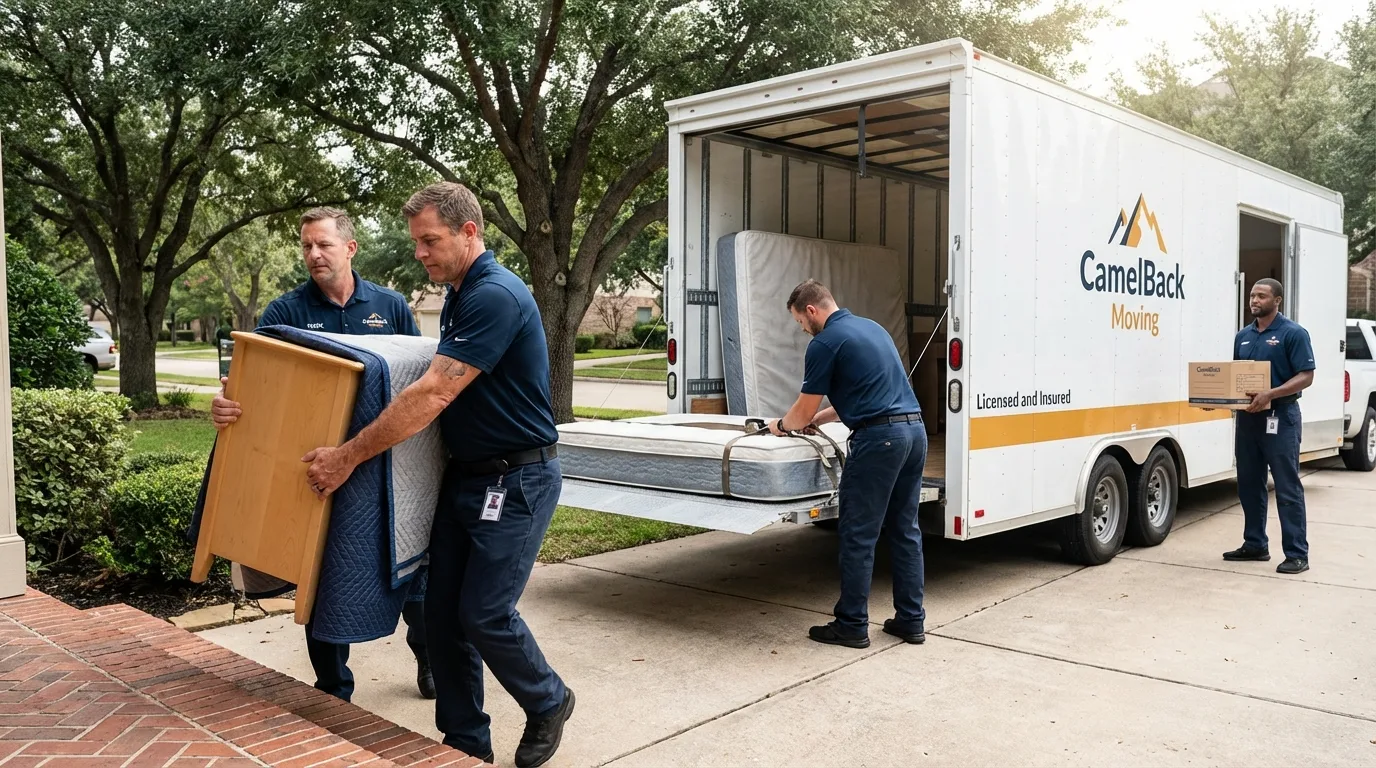 Crew loading residential truck for cross-state move from Danbury, NH